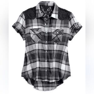 NWT Harley-Davidson Downswept Wing Plaid Short Sleeve Shirt, Small